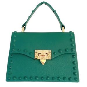 Forest green plastic jelly studded handbag NEW